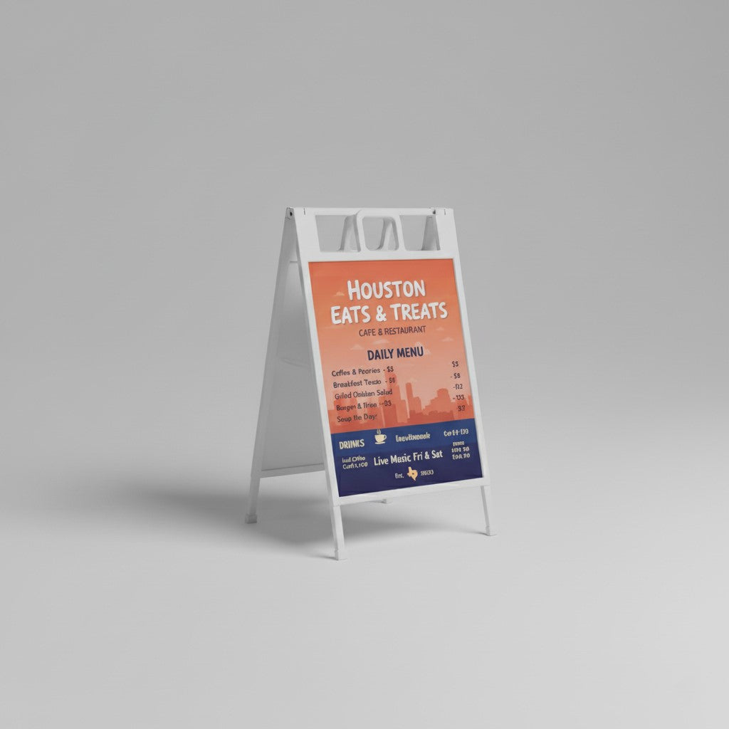 PrintZone A-frame sign stand – portable sidewalk advertising display in Houston, TX

